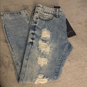 TRUE ROCK Light Blue Distressed Straight Jeans (148)